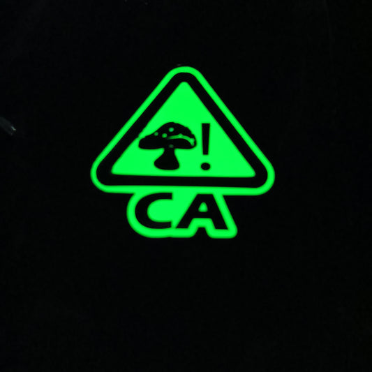 California Mushroom Warning Pin Glow
